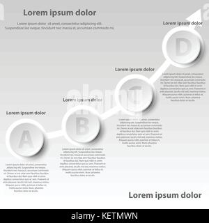 Simple white 3D paper circles with arrow up for website presentation cover poster vector design infographic illustration concept Stock Vector