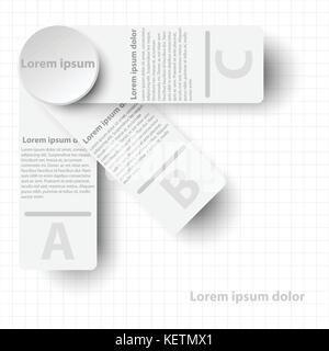 Three simple white 3D paper Tag location for website presentation cover poster vector design infographic illustration concept Stock Vector