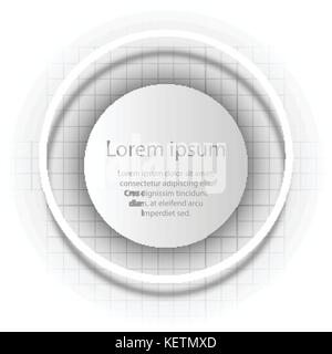Simple white paper 3D circle in circle ring for website presentation cover poster vector design infographic illustration concept Stock Vector