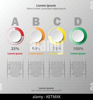 3D paper circle with colorful percentage level for website presentation cover poster vector design infographic illustration concept Stock Vector