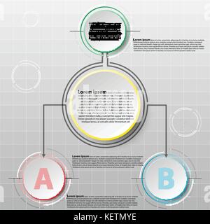 Vector infographics design template with 3D circle paper seperate 2 items for content business infographic concept graphic design idea Stock Vector
