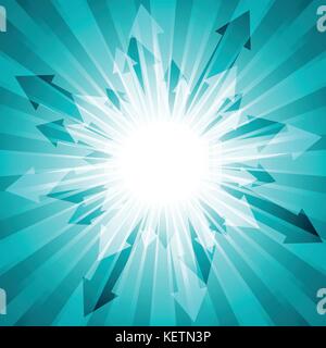 Green burst with lots of arrows out from center for abstract vector design background concept Stock Vector