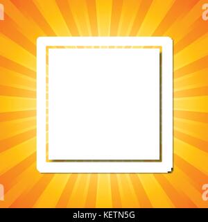 White Square template on Orange abstract background with start burst concept Stock Vector