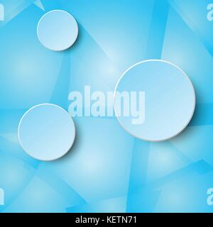 3d blue circle paper vector design on halftone dots pattern for abstract background concept Stock Vector