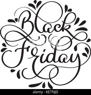 Handwritten modern brush lettering text Black Friday isolated on white background. Vector illustration Stock Vector