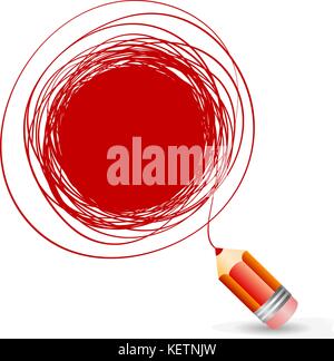 Hand drawn bubble for text, draws a red pencil Stock Vector