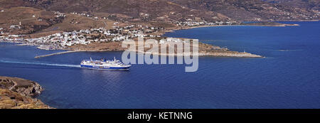Gavrio port and resort in Andros island, Greece Stock Photo