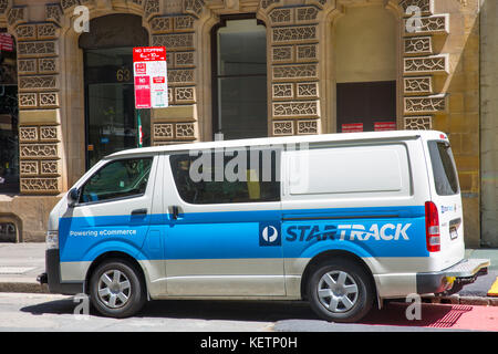 Startrack is the parcels delivery business of Australia Post, vehicle here shot in Sydney Stock Photo