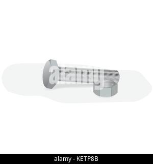 bolt and nut on a white background Stock Vector