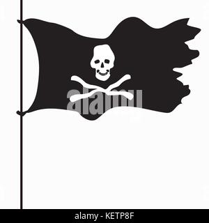skull with bones on black, pirate flag Stock Vector