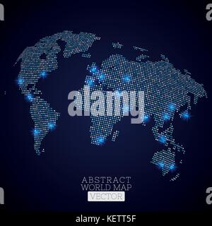 PrintPixel dot world map with glowing locations. Global technology ...