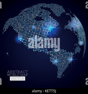 PrintPixel dot world map with glowing locations. Global technology ...