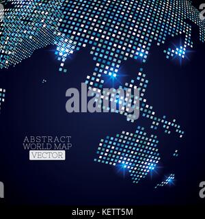 PrintPixel dot world map with glowing locations. Global technology ...