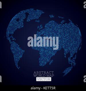 PrintPixel dot world map made from blue squares. Global technology ...