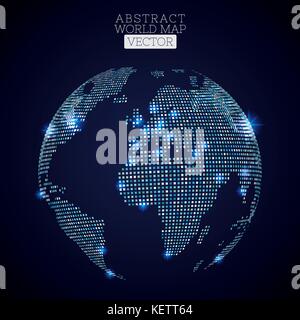 PrintPixel dot world map with glowing locations. Global technology ...