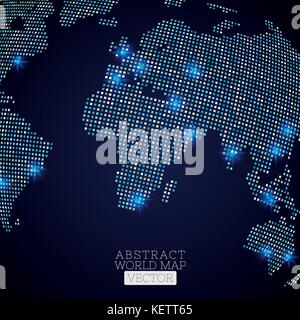 PrintPixel dot world map with glowing locations. Global technology ...