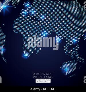 PrintPixel dot world map with glowing locations. Global technology ...