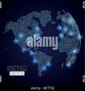 PrintPixel dot world map with glowing locations. Global technology ...
