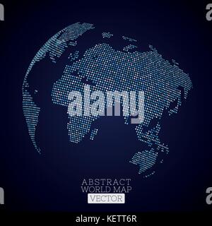 PrintPixel dot world map made from blue squares. Global technology ...