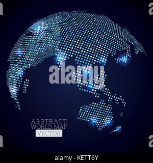 PrintPixel dot world map with glowing locations. Global technology ...