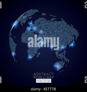 PrintPixel dot world map with glowing locations. Global technology ...