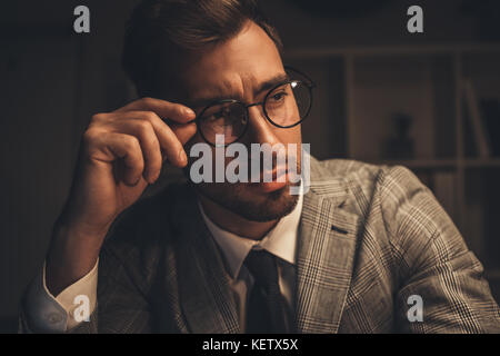 stylish businessman in eyeglasses Stock Photo