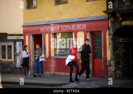 Historic Edinburgh, Scotland , sign for Royal Mile The Muesum of Edinburgh Canongate Stock Photo