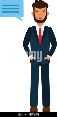 businessman says hello cartoon flat vector illustration concept on isolated white background Stock Vector