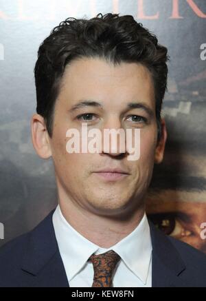 Los Angeles, CA, USA. 23rd Oct, 2017. Miles Teller at arrivals for THANK YOU FOR YOUR SERVICE Premiere, L.A. Live Regal Cinemas, Los Angeles, CA October 23, 2017. Credit: Dee Cercone/Everett Collection/Alamy Live News Stock Photo
