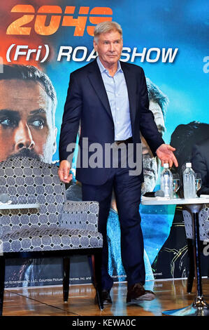 Tokyo, Japan. 23rd Oct, 2017. Harrison Ford attends the 'Blade Runner 2049' press conference at Hotel Ritz-Carlton on October 23, 2017 in Tokyo, Japan. Credit: Geisler-Fotopress/Alamy Live News Stock Photo