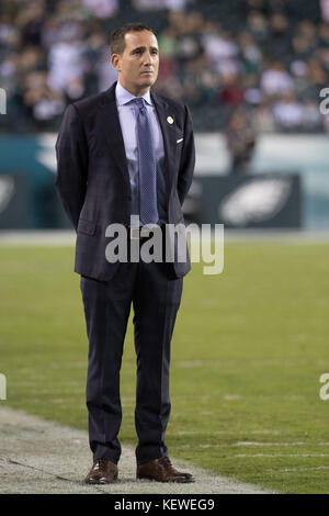 Philadelphia Eagles General Manager Howie Roseman, Right, Talks With 