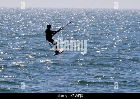 Kite Surfer, Broad Haven Pembrokeshire Stock Photo