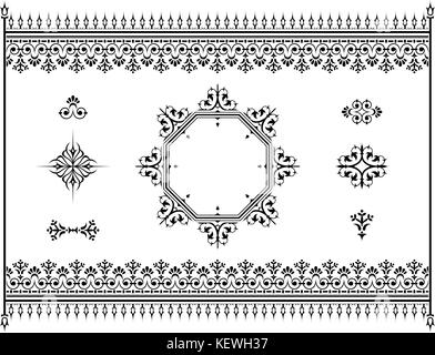 Ornamental vintage set. Floral elements for design monograms, invitations, menus and labels. Graphic design of cafes, hotels, weddings - vector Stock Vector