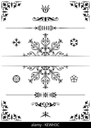 Vintage Set. Floral elements for design monograms, invitations, ornaments, menus and labels. Graphic design of cafes, hotels, weddings - vector Stock Vector