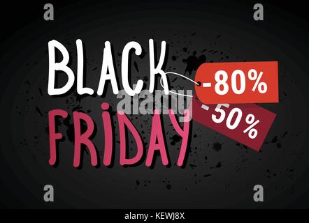 Black Friday Sale Banner Over Grunge Background Shopping Discount Poster Concept Stock Vector