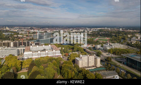 Aerial view of the European Quarter, Council of Europe and European Parliament in Strasbourg, France Stock Photo