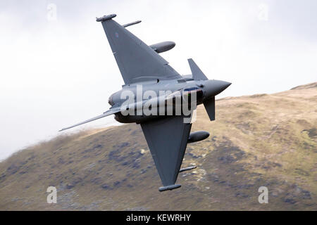 Royal Air Force Eurofighter Typhoon FGR4 (ZK371) flies low level through the Mach Loop, Machynlleth, Wales, United Kingdom