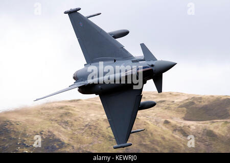 Royal Air Force Eurofighter Typhoon FGR4 (ZK371) flies low level through the Mach Loop, Machynlleth, Wales, United Kingdom