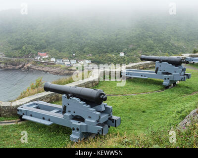 32-pounder long guns, Signal Hill National Historic Site, St. John's, Newfoundland, Canada. Stock Photo