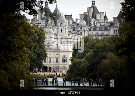 Horse Guards seen from  St James's Park City of Westminster  in London the capital city of England Stock Photo