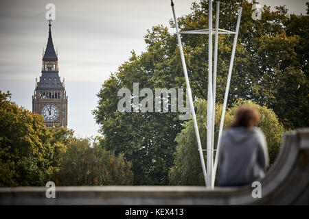 Landmark Big Ben from  Buckingham Palace City of Westminster in London the capital city of England Stock Photo