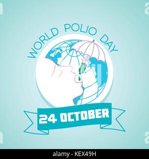 Calendar for each day on october 24. Greeting card. Holiday - World Polio Day. Icon in the linear style Stock Vector