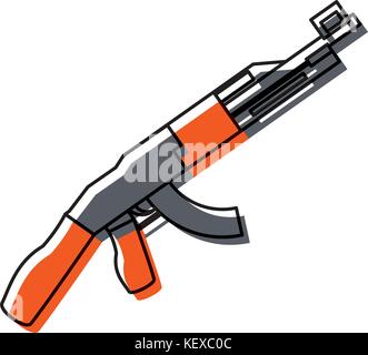 flat line colored rifle over white background vector illustration Stock Vector