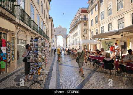 Rua Augusta, the main pedestrian street in the historical and commercial centre of Lisbon, Portugal Stock Photo
