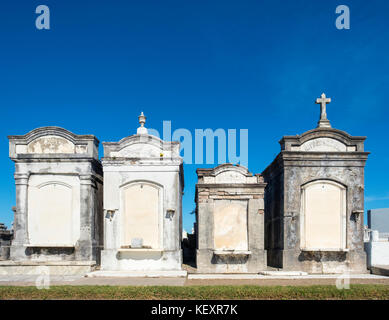 United States, Louisiana, New Orleans. Historic above-ground graves in Greenwood Cemetery. Stock Photo