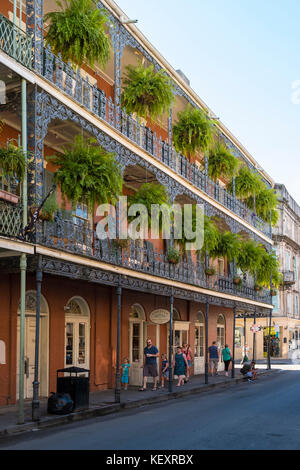 United States, Louisiana, New Orleans. French Quarter balconies on Royal Street. Stock Photo