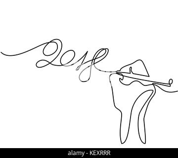 Hand drawing 2018 line style Stock Vector