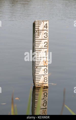 Water depth gauge board Stock Photo