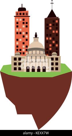 city on flotating land icon image  Stock Vector