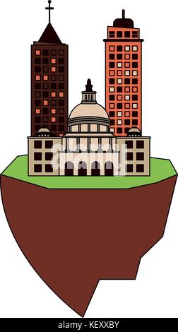 city on flotating land icon image  Stock Vector